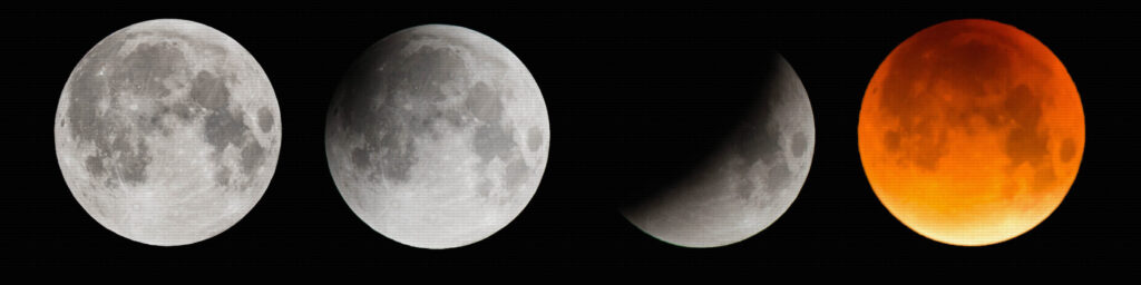 Composite image of the moon during a total lunar eclipse